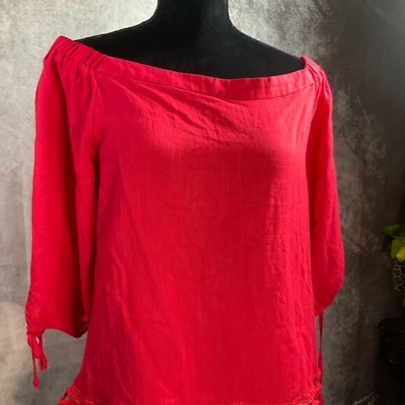 Greylin Arnette Off Shoulder Top festival concert boho party date size small red - Picture 4 of 15
